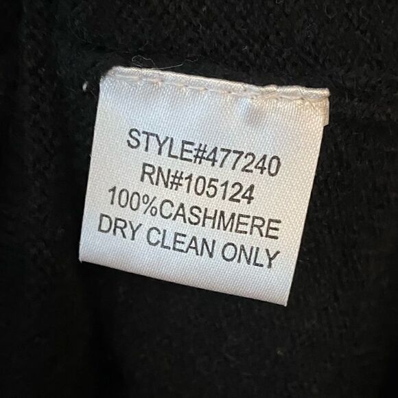 Mainbocher S Black Vintage 100% Cashmere Crew Lacey Long Sleeve Sweater - Picture 4 of 7